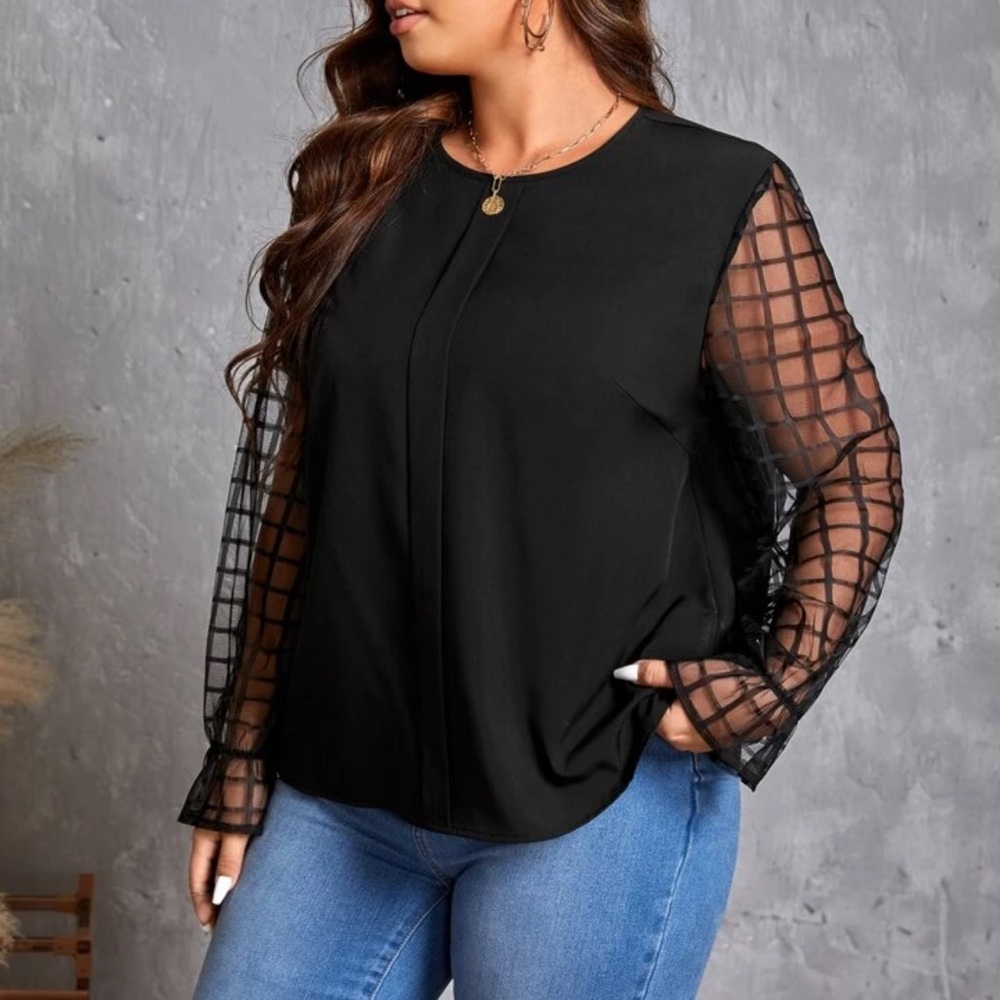 SHEIN Sheer Sleeved Blouse